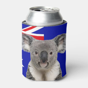 Koala met Australische vlag op de achtergrond Blikjeskoeler