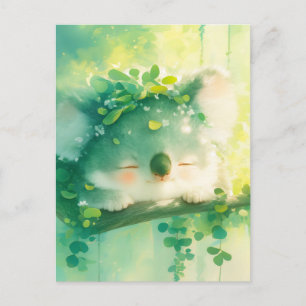 Koala met bladkroon in door de zon verlichte bos briefkaart