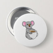 Koala met Coffee Cup Ronde Button 7,6 Cm (Voorkant /achterkant)