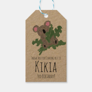 Koala met de hand getekend dier groene verjaardags cadeaulabel