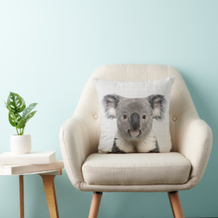 Koala met grijze Linen achtergrond Kussen