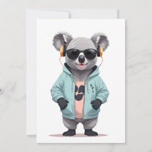 Koala met hoodie Grappig Cool Dier karakter Kaart