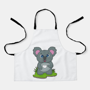 Koala met koffiebeker schort