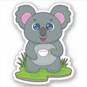 Koala met koffiebeker sticker (Voorkant)