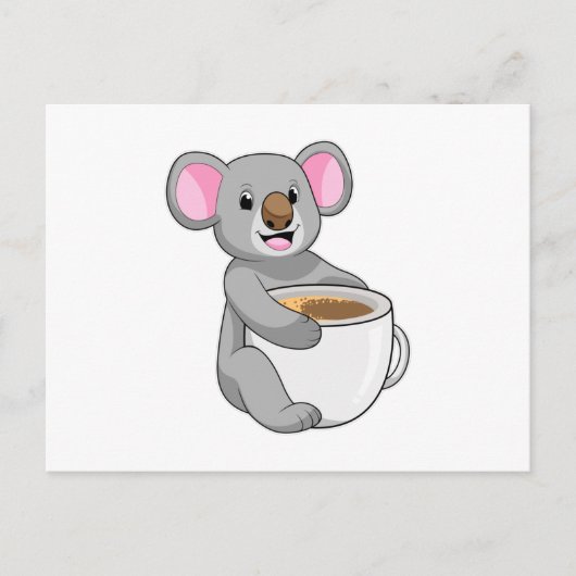 Koala met koffiekop briefkaart (Voorkant)