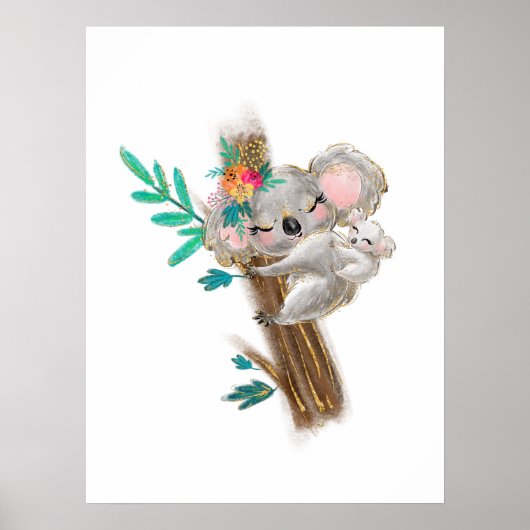 Koala moeder en Baby Poster (Voorkant)