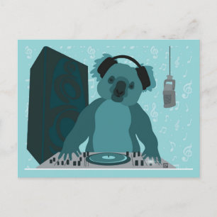 Koala Music DJ Ansichtkaart Feestdagenkaart