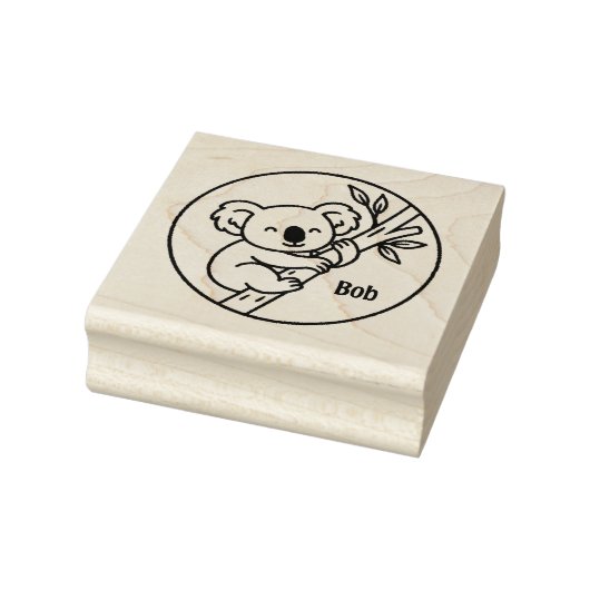 Koala on Branch Custom Name Stamp  Rubberstempel (Stempel)