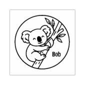 Koala on Branch Custom Name Stamp  Rubberstempel (Afrduk)
