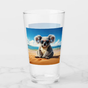 Koala op een zandstrand glas