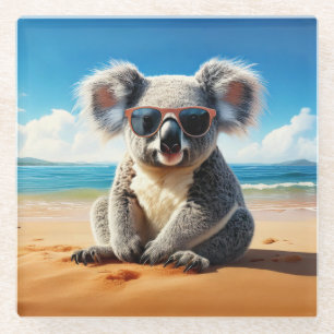 Koala op een zandstrand glazen onderzetter