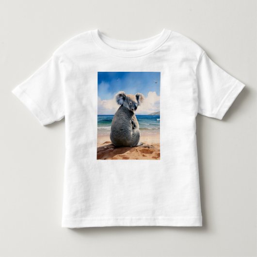 Koala op een zandstrand kinder shirts (Voorkant)
