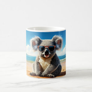 Koala op een zandstrand koffiemok