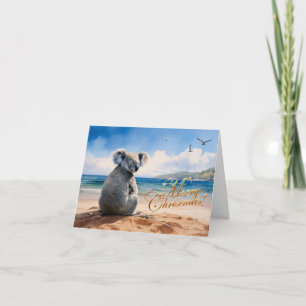 Koala op een zandstrand Prettig kerstfeest Kaart