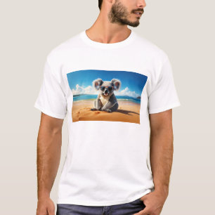 Koala op een zandstrand t-shirt