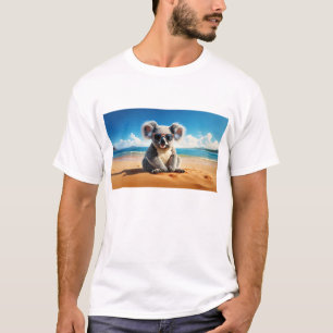 Koala op een zandstrand t-shirt
