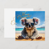 Koala op een zandstrand Vrolijk kerstfeest Feestdagenkaart (Voorkant / Achterkant)