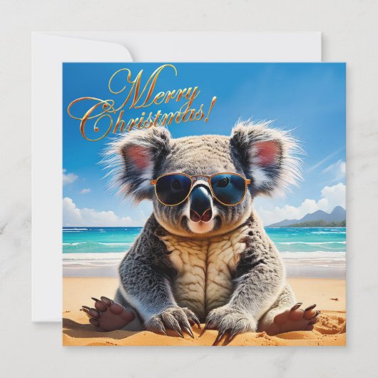 Koala op een zandstrand Vrolijk kerstfeest Feestdagenkaart (Voorkant)
