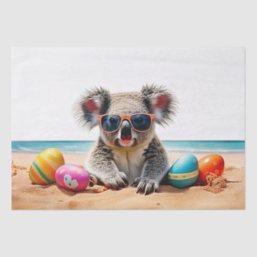 Koala op het strand met paaseieren tissuepapier (Voorkant)