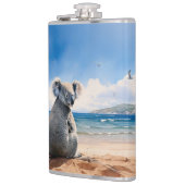 Koala op zandstrand heupfles (Links)