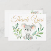 Koala or et Merci de Baby shower Eucalyptus (Devant / Derrière)