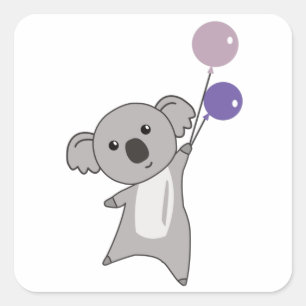 Koala Paarse ballonnen koken dieren Kinder Vierkante Sticker