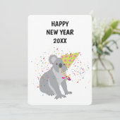 Koala Partying - Animals Holiday New Years Card Feestdagenkaart (Staand voorkant)