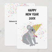 Koala Partying - Animals Holiday New Years Card Feestdagenkaart (Voorkant / Achterkant)