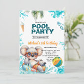 Koala Pool Party Birthday Invitation (Debout devant)