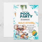 Koala Pool Party Birthday Invitation (Devant / Derrière)