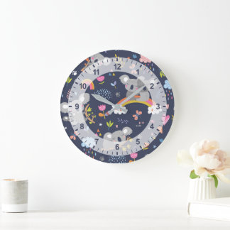 Koala Rainbow Love Pattern Grote Klok