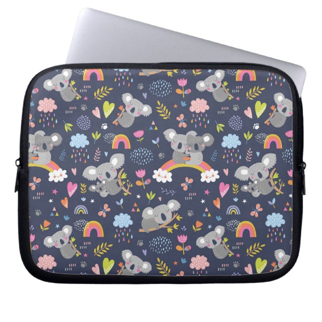 Koala Rainbow Love Pattern Laptop Sleeve (Voorkant)