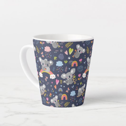 Koala Rainbow Love Pattern Latte Mok (Linkerhoek)