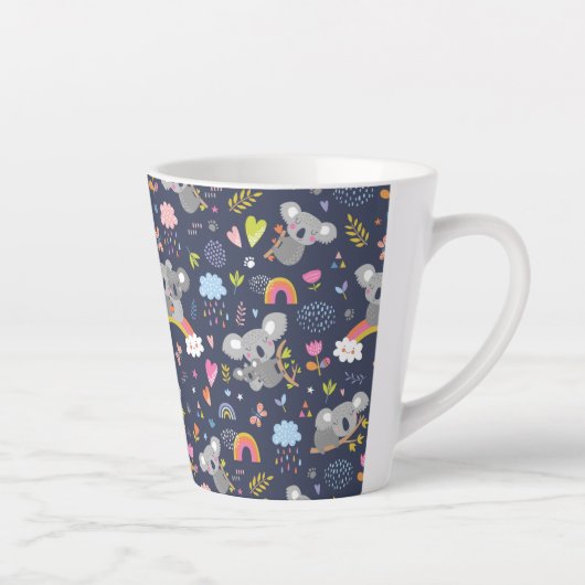 Koala Rainbow Love Pattern Latte Mok (Rechts)