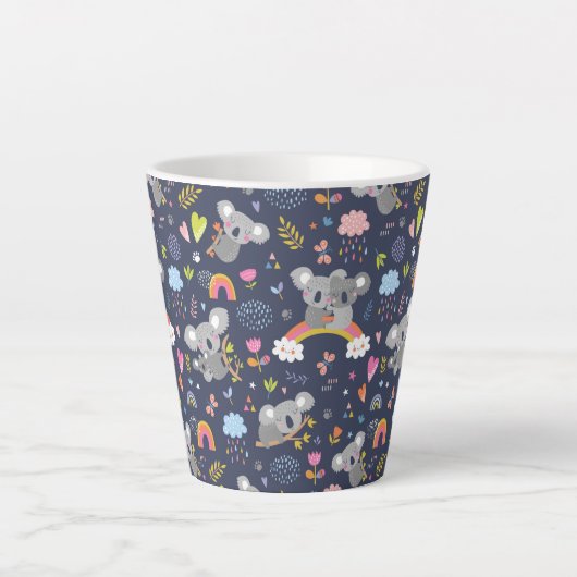 Koala Rainbow Love Pattern Latte Mok (Voorkant)