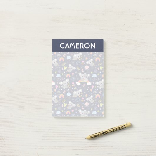 Koala Rainbow Love Pattern Post-it® Notes (Op bureau)