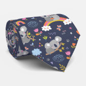 Koala Rainbow Love Pattern Stropdas (Opgerold)
