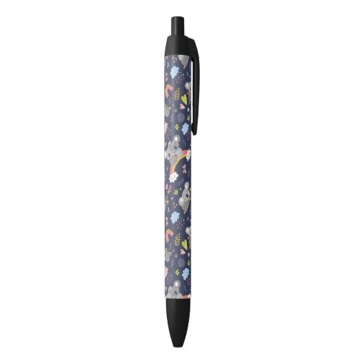 Koala Rainbow Love Pattern Zwarte Inkt Pen (Achterkant (Verticaal))