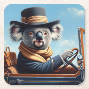 Koala Rijden Vierkante Kartonnen Onderzetter