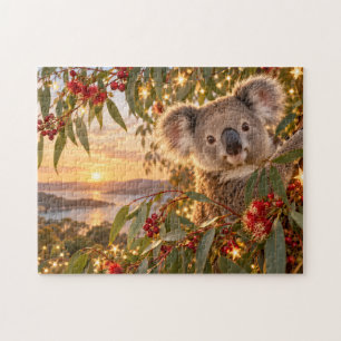 Koala Rode Bloesem Zonsondergang Natuur Kunst Legpuzzel