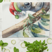 Koala Santa Hat zit in een gumtree Theedoek (Gevouwen)