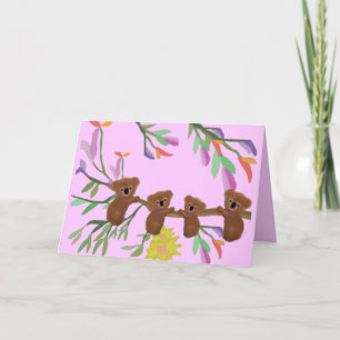 Koala serre la carte de la fête des mères