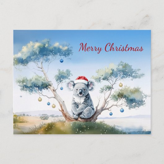 Koala Sitting in a Gum tree Merry Christmas Feestdagenkaart (Voorkant)