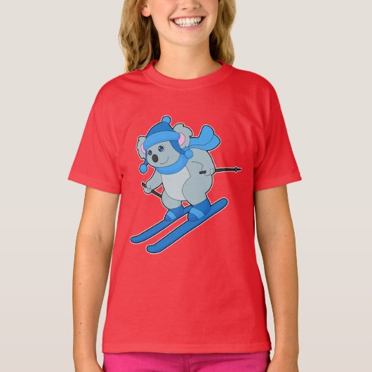 Koala Skier Wintersport T-shirt (Voorkant)