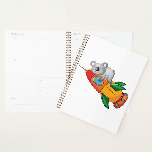 Koala slapen op kleurrijke raket planner (Display)
