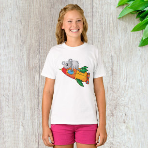 Koala slapen op kleurrijke raket t-shirt