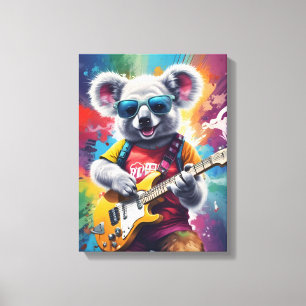 Koala speelt gitaar, rock graffiti canvas afdruk