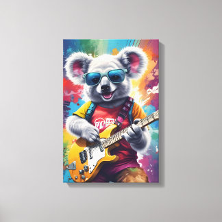 Koala speelt gitaar, rock graffiti canvas afdruk