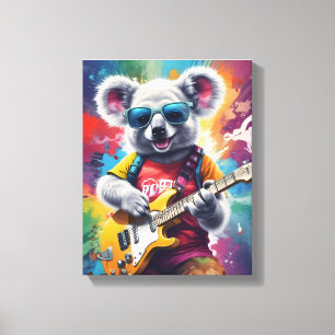 Koala speelt gitaar, rock graffiti canvas afdruk