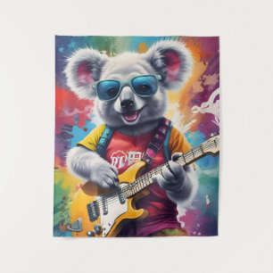 Koala speelt gitaar, rock graffiti wandkleed